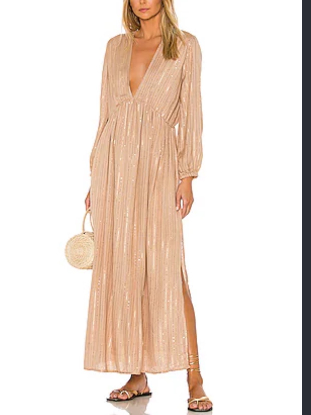 Sundress Chicago Sequin Maxi Dress in Cafe Au Lait Size M/L